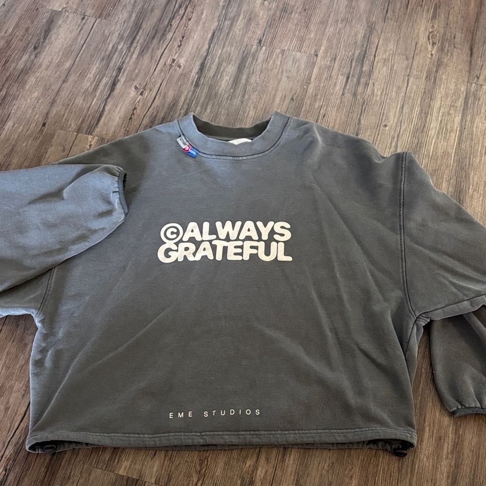 EME STUDIOS Grey Crewneck - Always Grateful